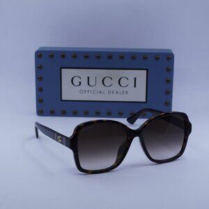 Gucci GG0765SA 003 Butterfly Sunglasses - Havana/Brown